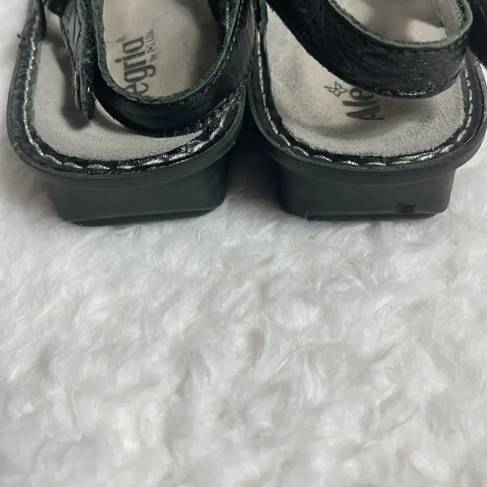 Alegria Ver-691 leather black embossedstraps sandals size 41